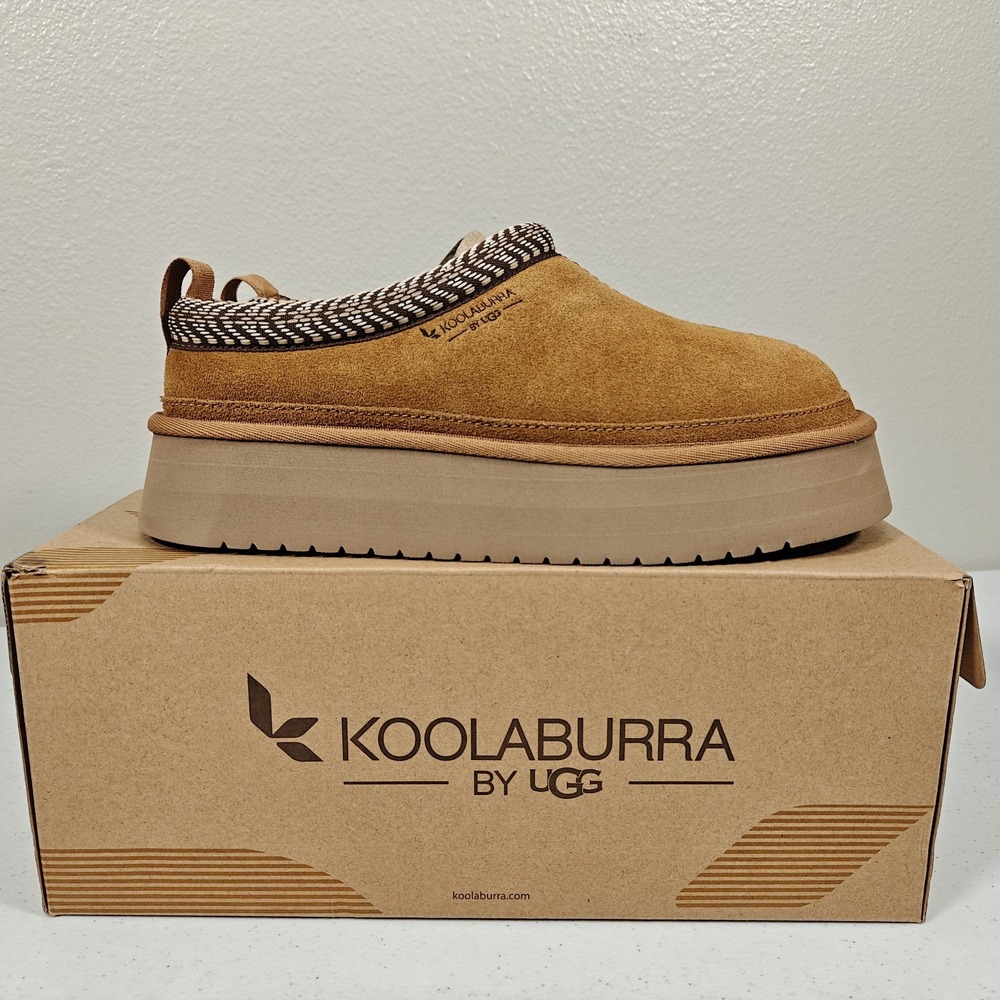 Koolaburra by UGG Burree Platform Slippers Women's 8 Chestnut Slip On New - Picture 2 of 8
